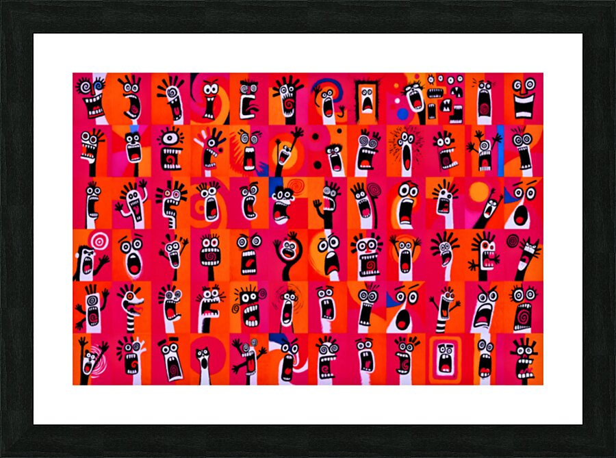 Wall of Screams – Pop Art Faces Print Picture Frame print