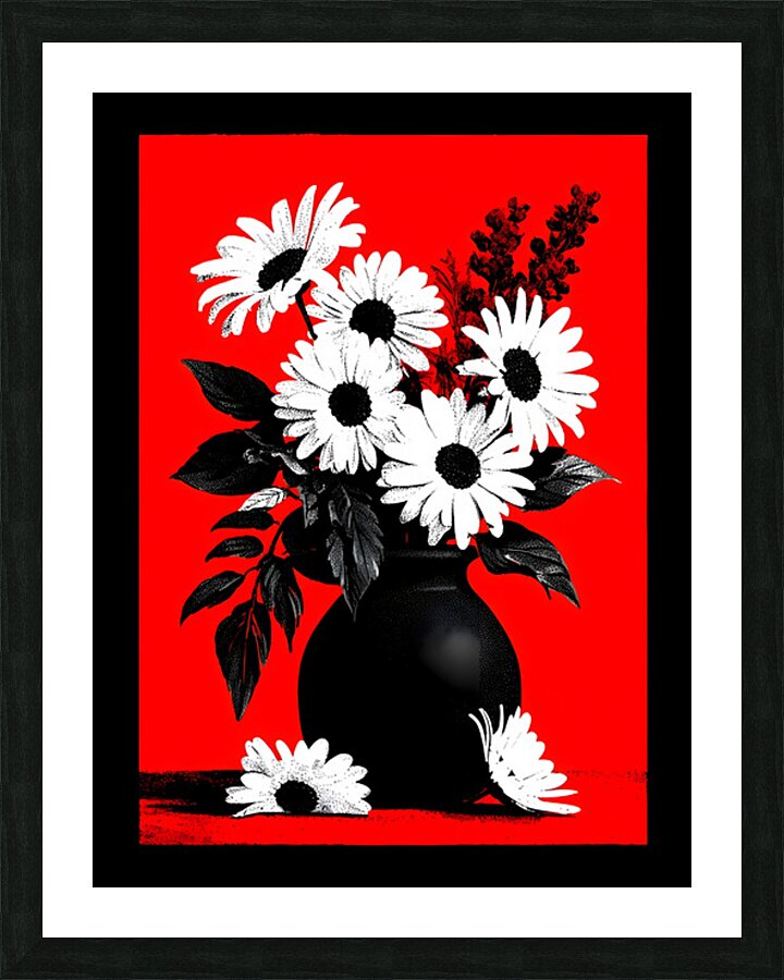 Noir Daisies – Pop Contrast Floral Print Picture Frame print