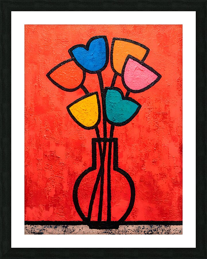 Tulip Pop – Retro Floral Outline Print Picture Frame print