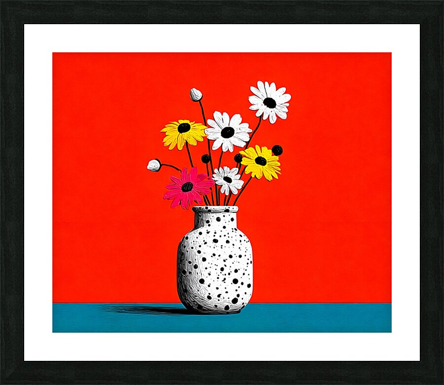 Polka Bloom – Retro Daisy Vase Print Impression et Cadre photo