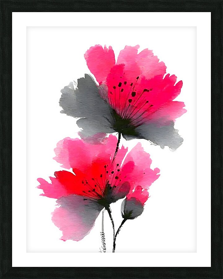 Crimson Petal Mist – Modern Watercolor Floral Print Picture Frame print