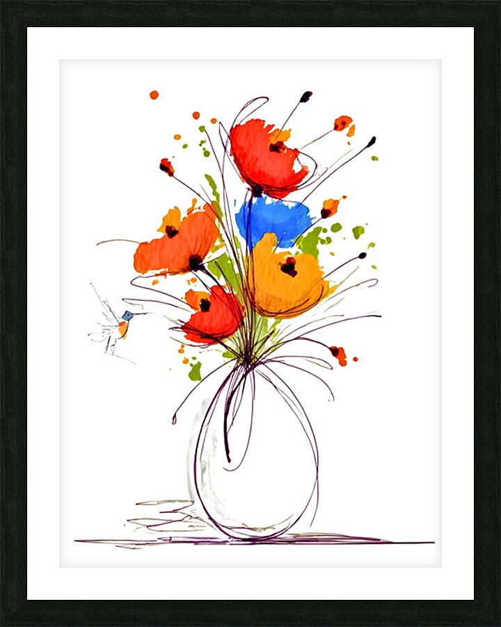 Whisper of Bloom – Contemporary Watercolor Vase Print Picture Frame print