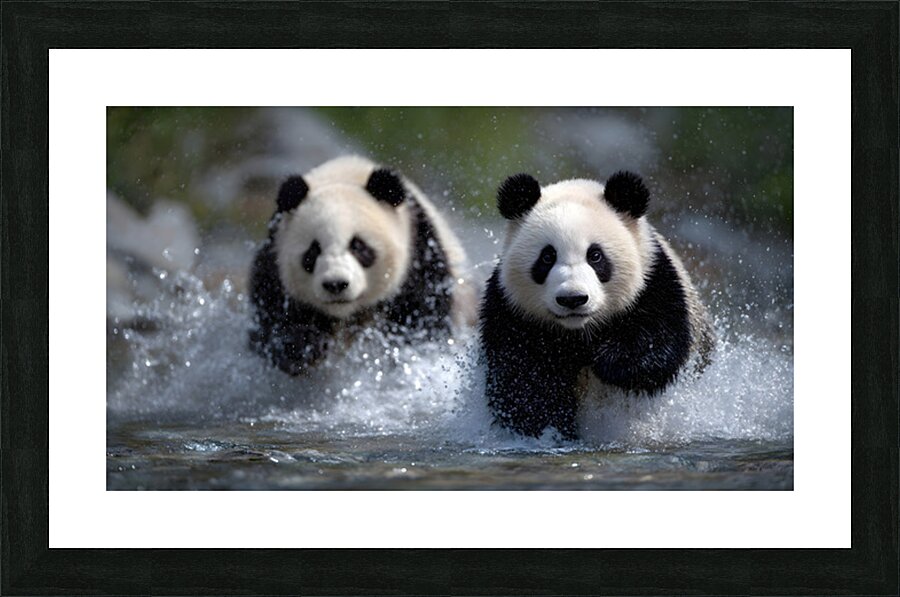 River Charge – Panda Play Print Picture Frame print