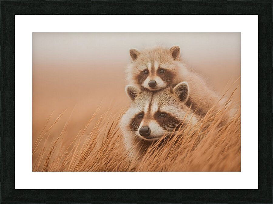 Golden Field – Raccoon Duo Print Picture Frame print