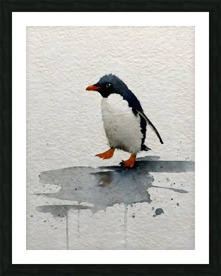 Watercolor Wanderer – Penguin Print Picture Frame print