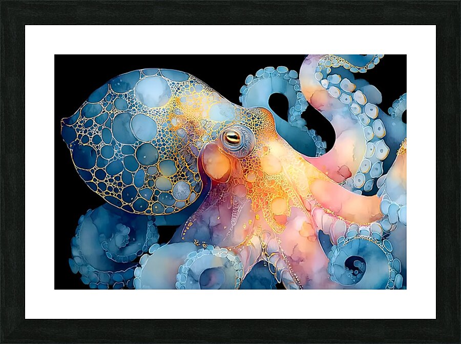 Abyssal Gold – Octopus Luminescence Print Picture Frame print
