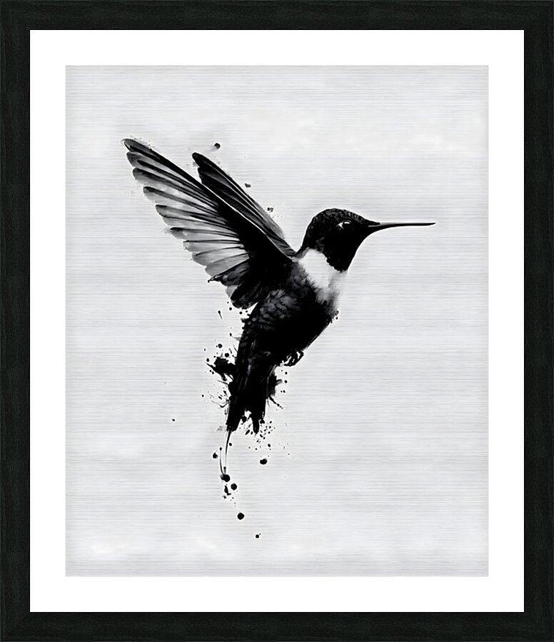 Inkflight – Monochrome Hummingbird Print Picture Frame print