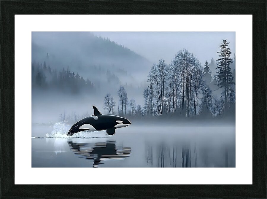 Whispers of the Sea – Orca in the Mist Print Picture Frame print
