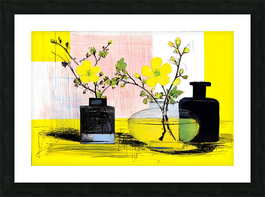 Lemonlight Botanicals – Mid-Century Floral Still Life Print Picture Frame print