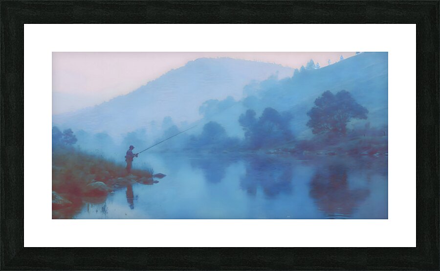Morning Stillness – Misty Lake Fishing Print Picture Frame print