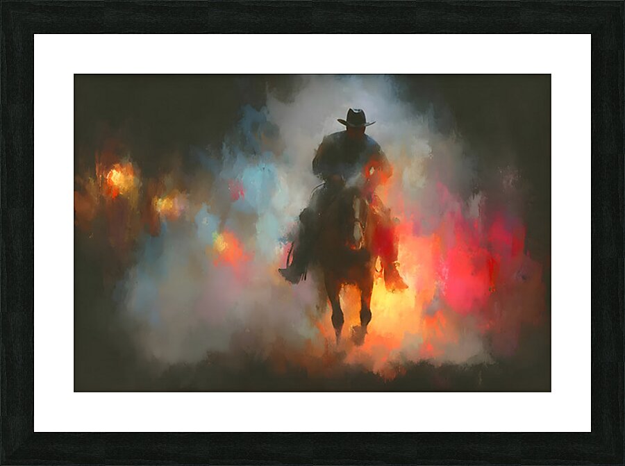 Through the Smoke – Western Cowboy Print Picture Frame print
