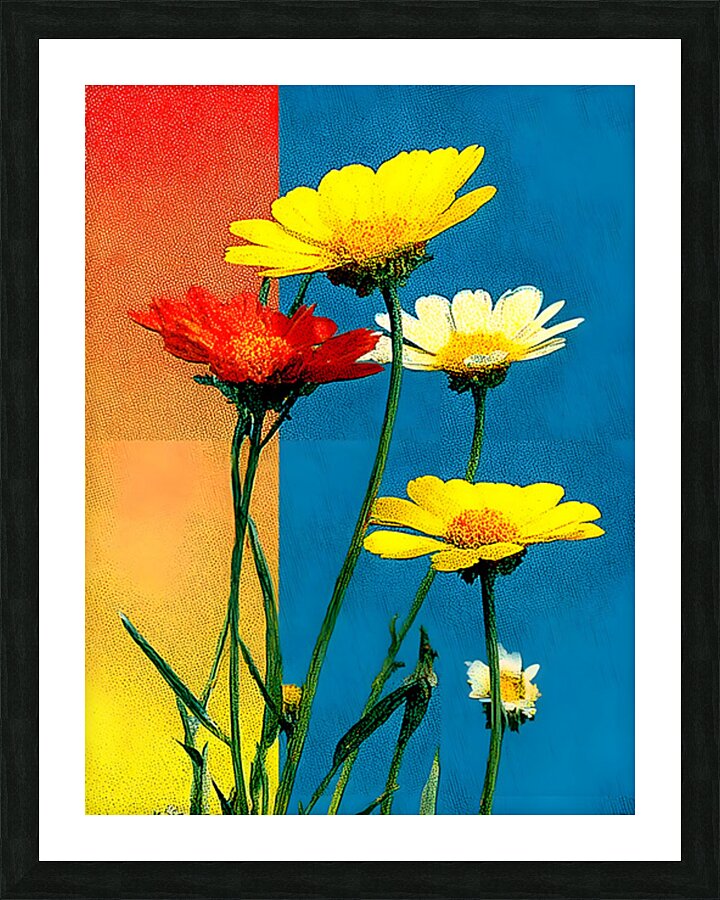 Rainbow Bloom – Color Block Daisy Print Picture Frame print