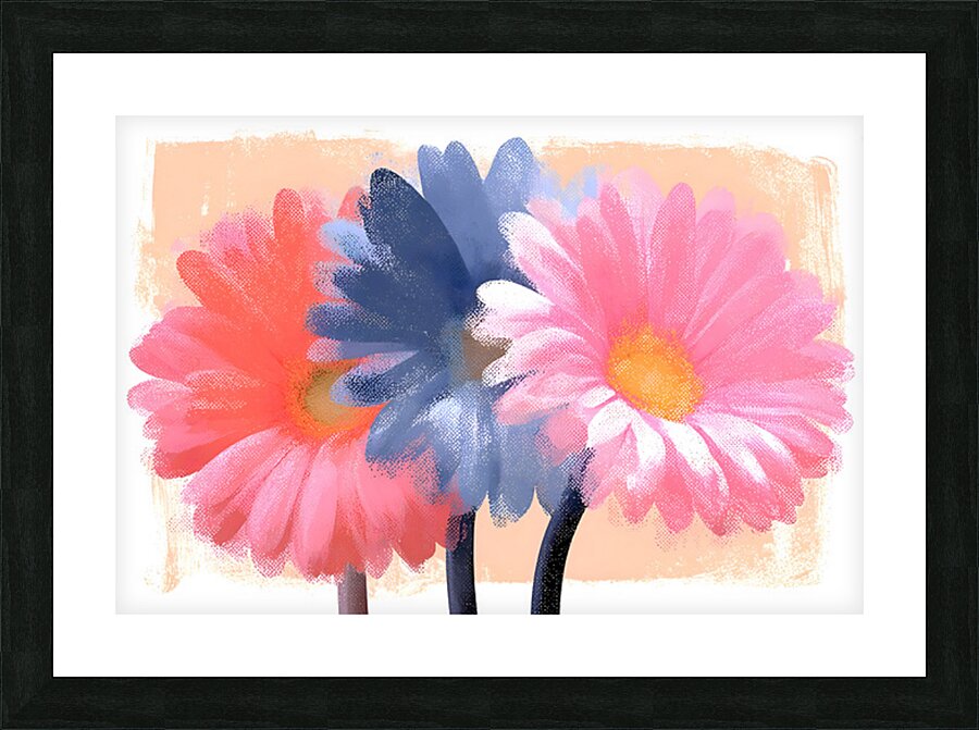Cotton Candy Gerbera – Pink Blue Daisy Print Picture Frame print