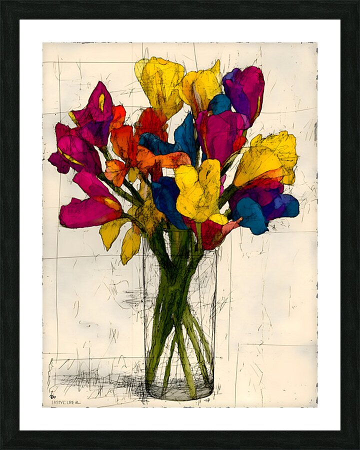 Rainbow Bouquet – Vibrant Floral Still Life Print Impression et Cadre photo