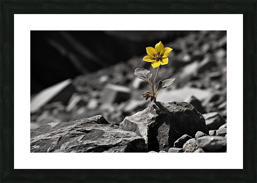 Resilient Heart – Yellow Flower Among Stones Print Impression et Cadre photo