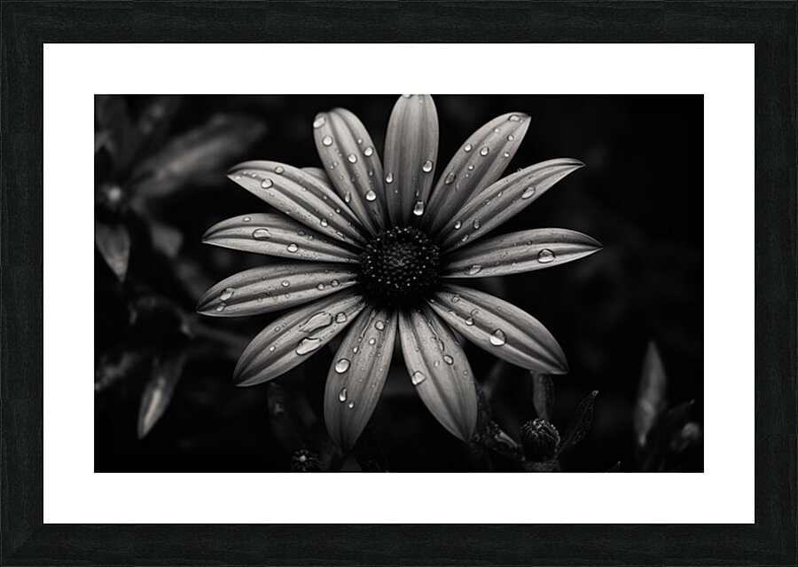 Ashlight Bloom – Monochrome Petal Elegy Print Picture Frame print