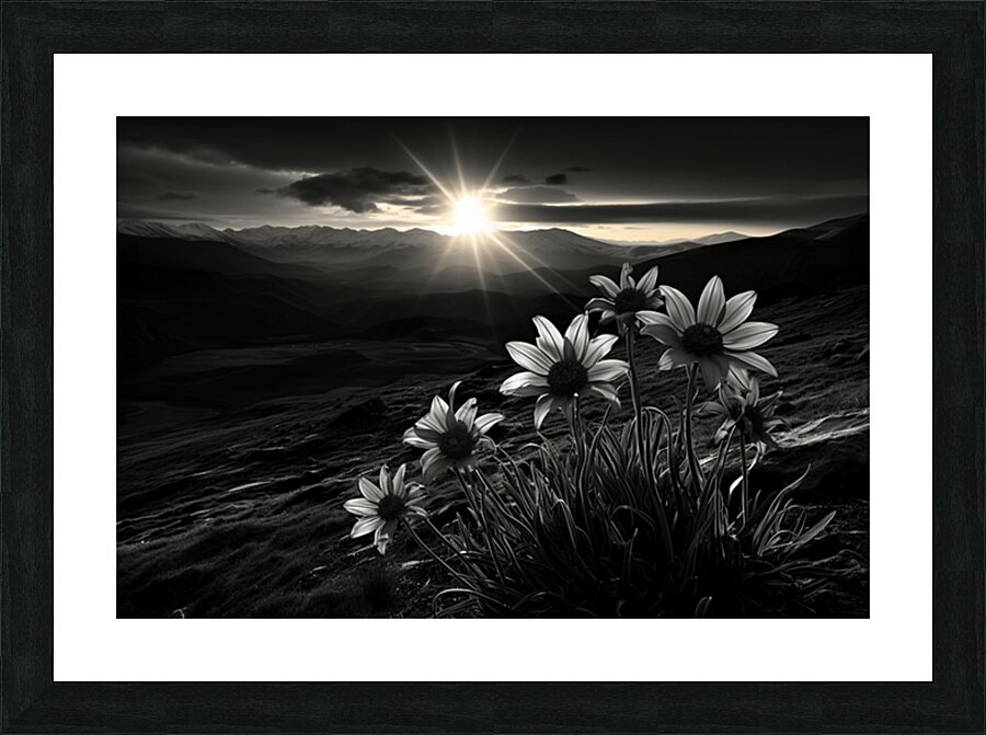 Twilight Bloom – Sunflowers at Dusk Print Impression et Cadre photo