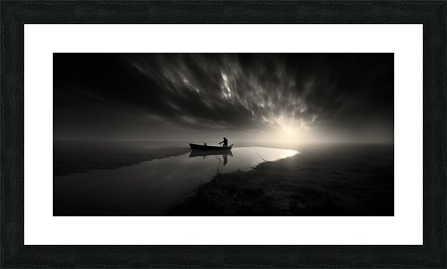 The Fisherman’s Prayer – Black and White Boat at Sea Print Picture Frame print
