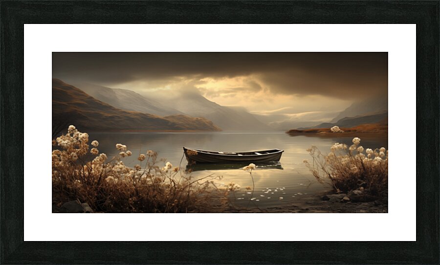 Silent Passage – Golden Boat Landscape Print Picture Frame print