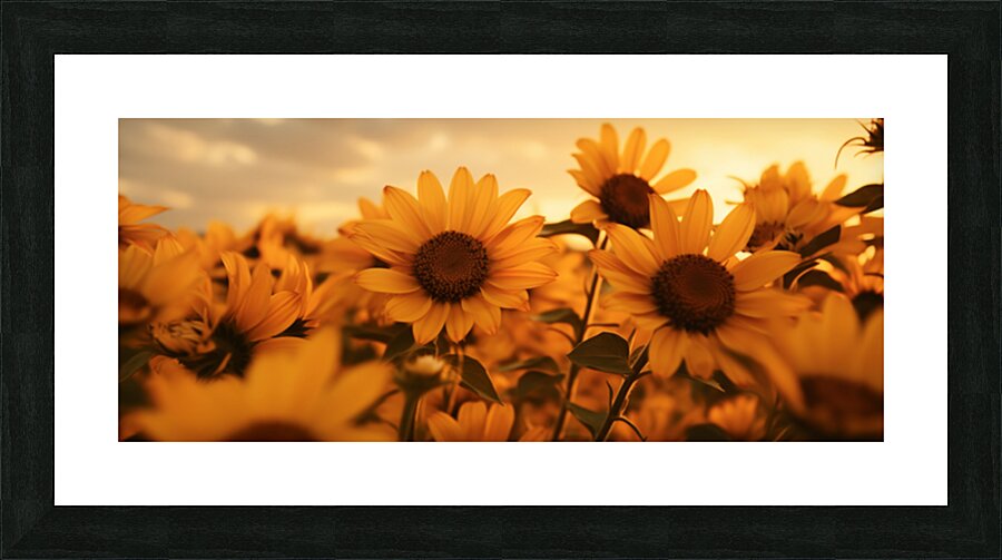 Golden Haze – Radiant Sunflower Morning Print Impression et Cadre photo