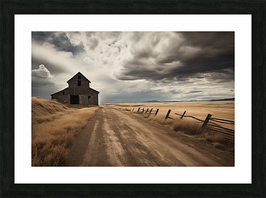 The Long Road Home – Sepia Countryside Landscape Print Picture Frame print
