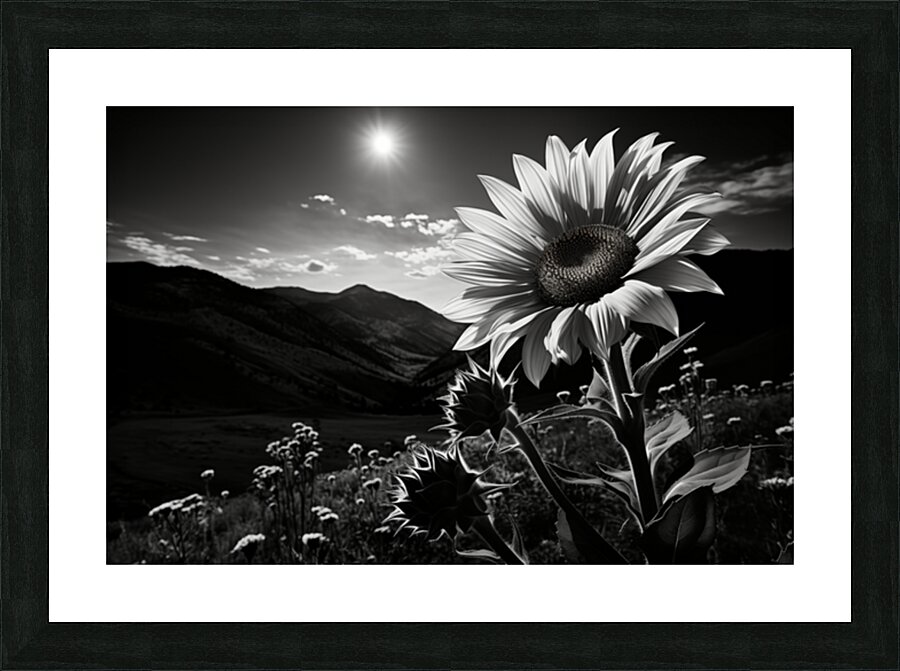 Moonlit Bloom – Night Flower Monochrome Print Picture Frame print