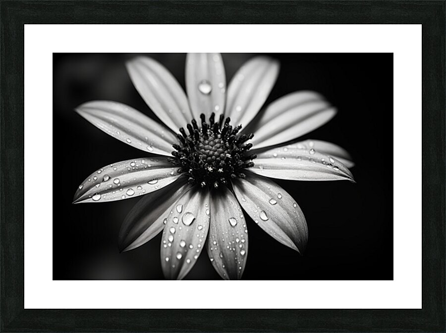 Shadow Petals – Monochrome Floral Elegance Print Picture Frame print