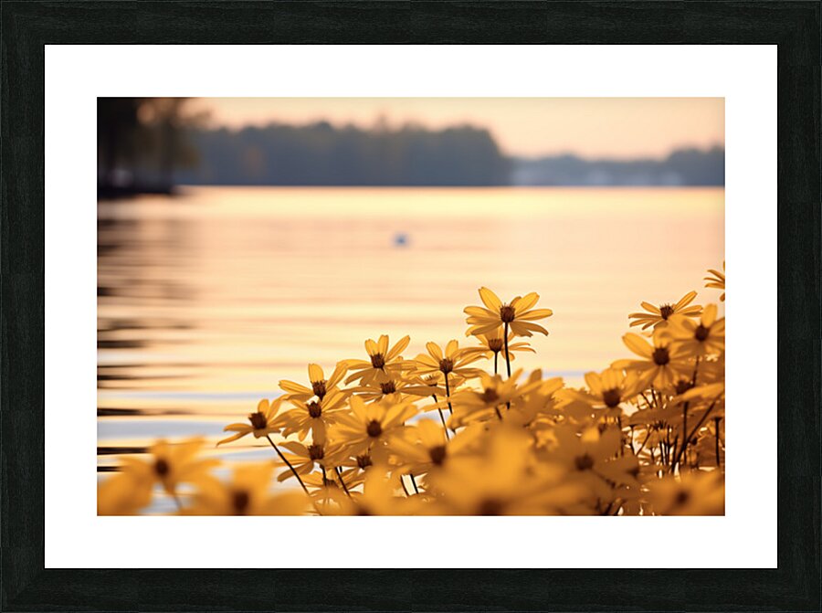 Golden Hour Bloom – Warm Sepia Sunflower Landscape Print Picture Frame print