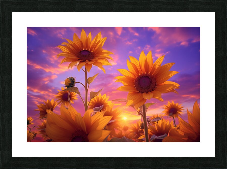 Skyscape Sunflowers – Purple Sunset Botanical Print Picture Frame print