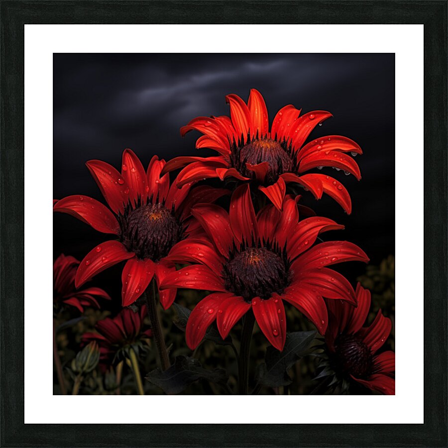 Crimson Daisies – Bold Botanical Statement Print Picture Frame print
