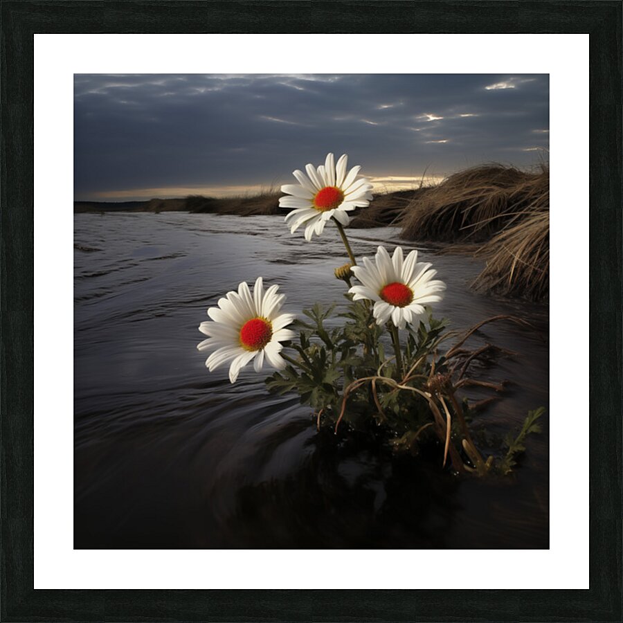 Shoreline Daisies – Coastal Botanical Art Print Picture Frame print