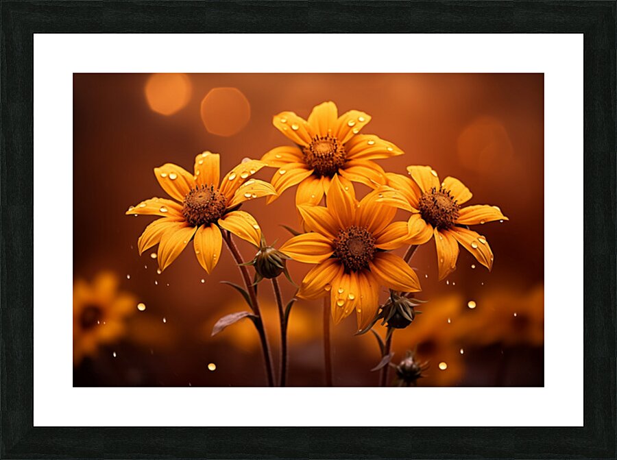 Golden Hour Daisies – Warm Botanical Art Print Picture Frame print