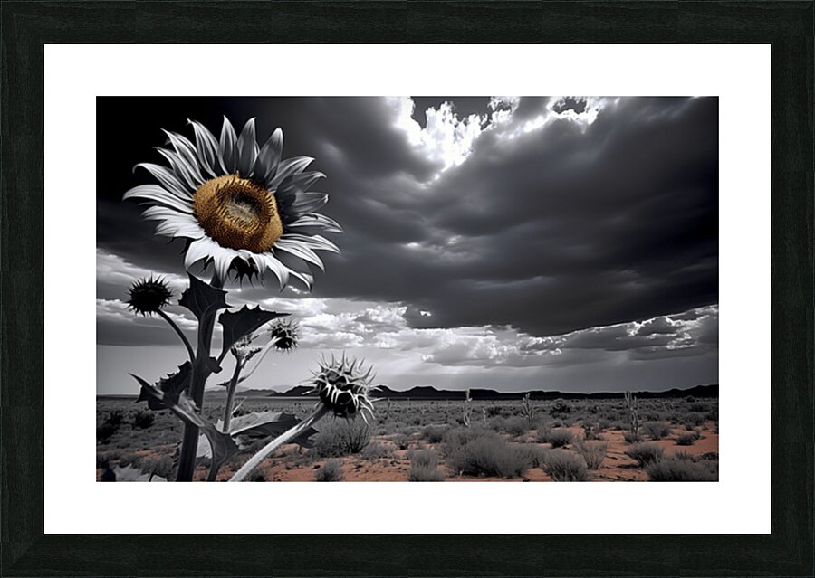 Desert Sunflower – Stormfront Monochrome Landscape Print Picture Frame print