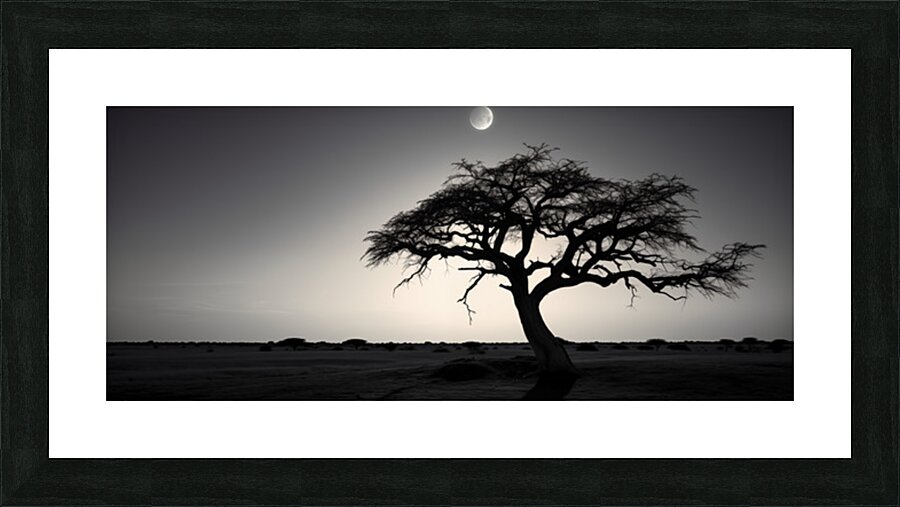 Lone Acacia – Minimalist Tree Landscape Print Picture Frame print