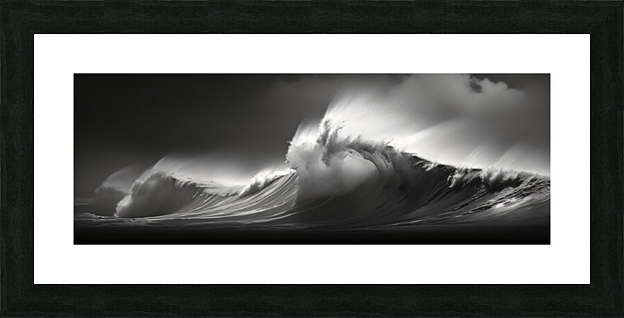Silver Breaker – Black & White Ocean Wave Print Picture Frame print