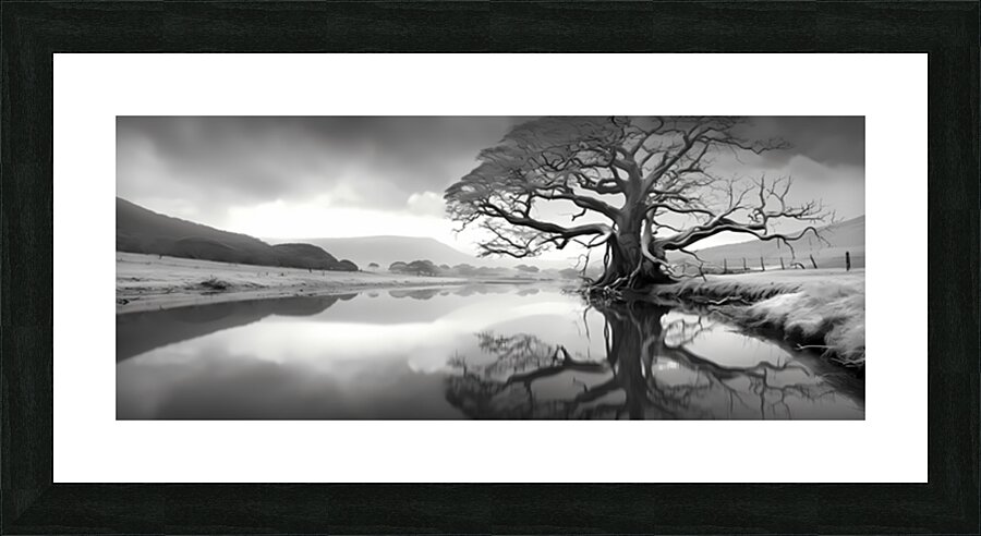 Reflection Tree – Landscape in Black & White Print Picture Frame print