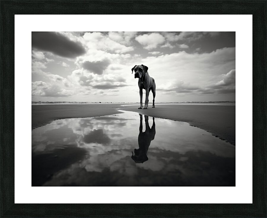 Lost in My Eyes – Monochrome Coastal Dog Photography Print Picture Frame print