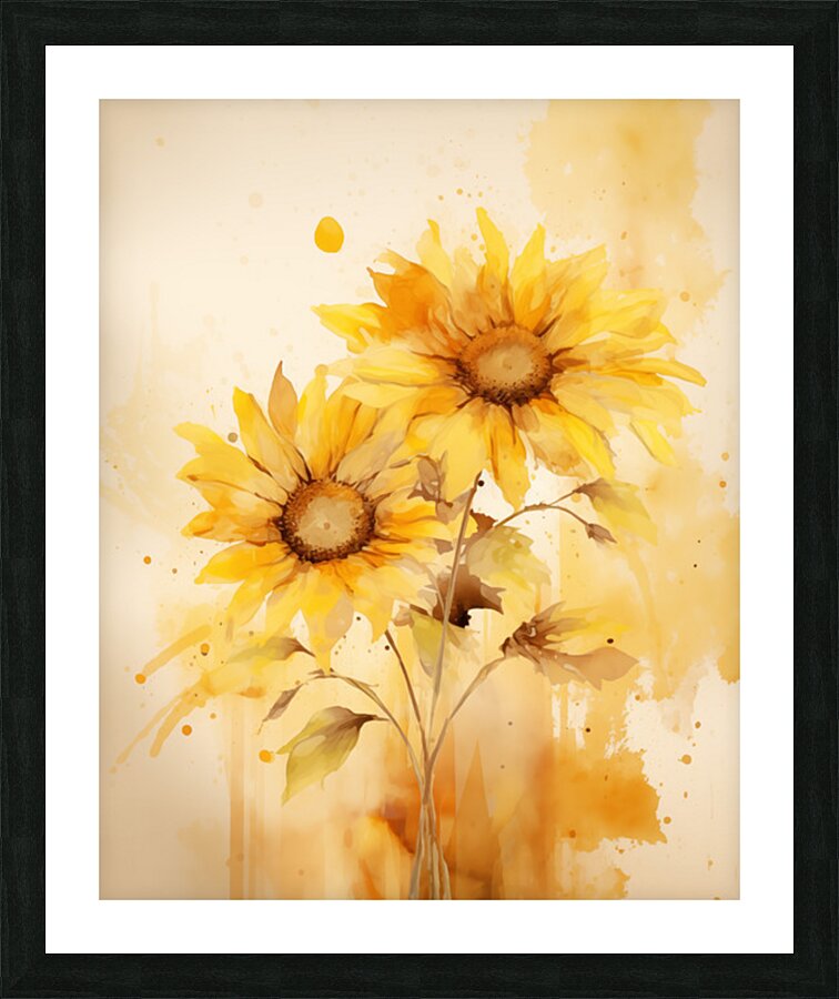Sunlit Petals – Watercolor Sunflower Art Print Picture Frame print