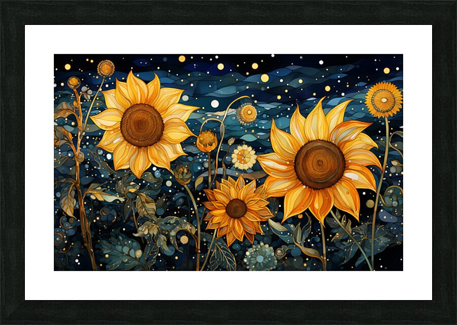 Starry Night Sunflowers – Van Gogh-Inspired Floral Art Print Picture Frame print