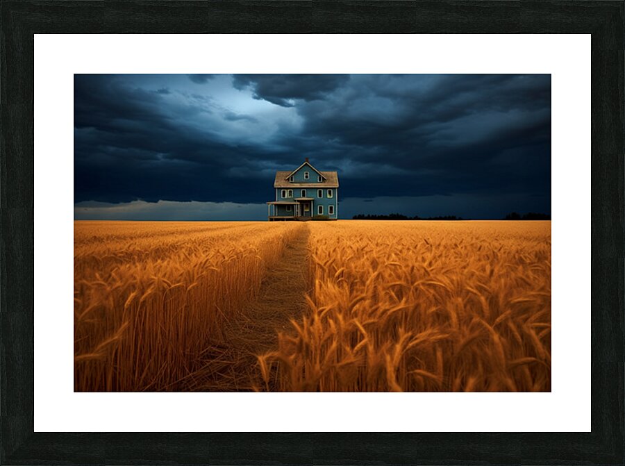 Historical – Golden Prairie Cabin Landscape Art Print Picture Frame print