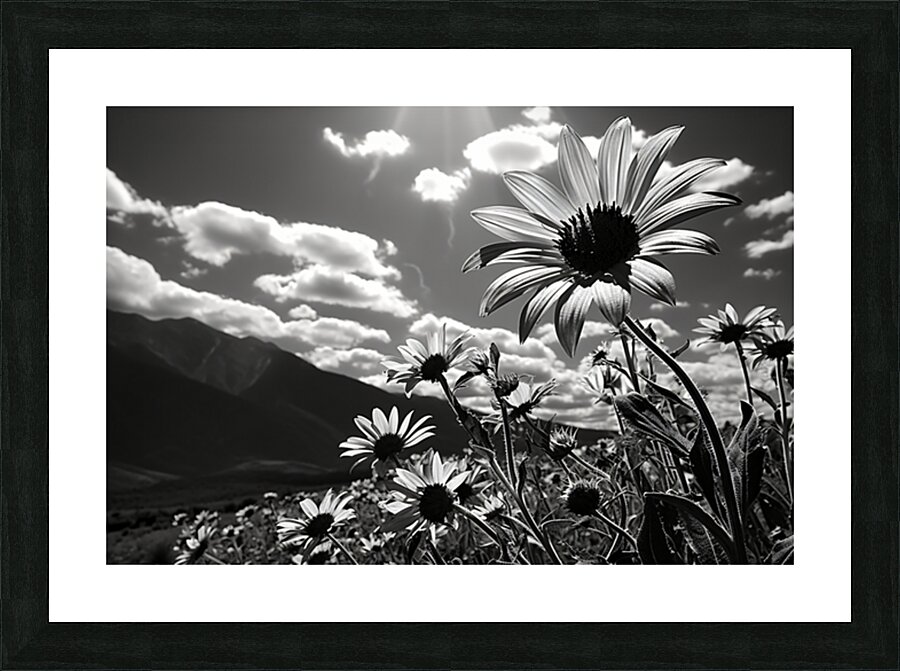 Bloomscape – Wide Field Floral Monochrome Art Print Picture Frame print