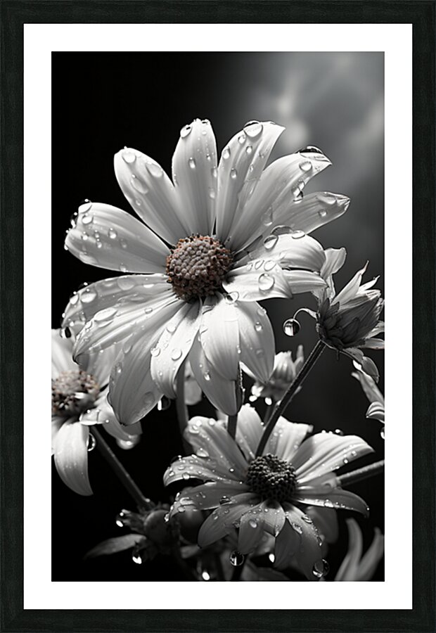 Bloomed Affinity – Monochrome Daisy Duo Art Print Picture Frame print