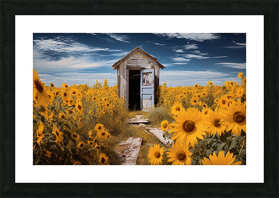 Shed - Sunflower Field Cottage Art Prints Picture Frame print