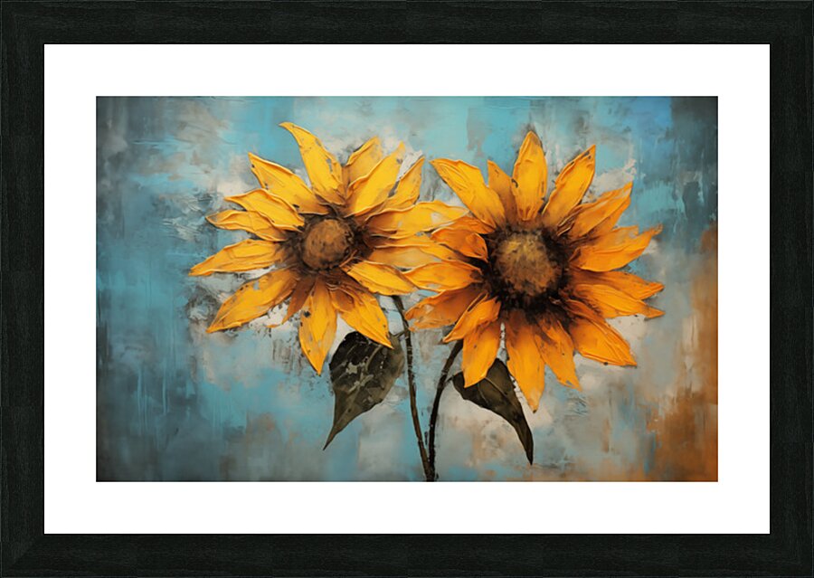 Allure - Sunflower Duo - Modern Floral Art Prints Picture Frame print