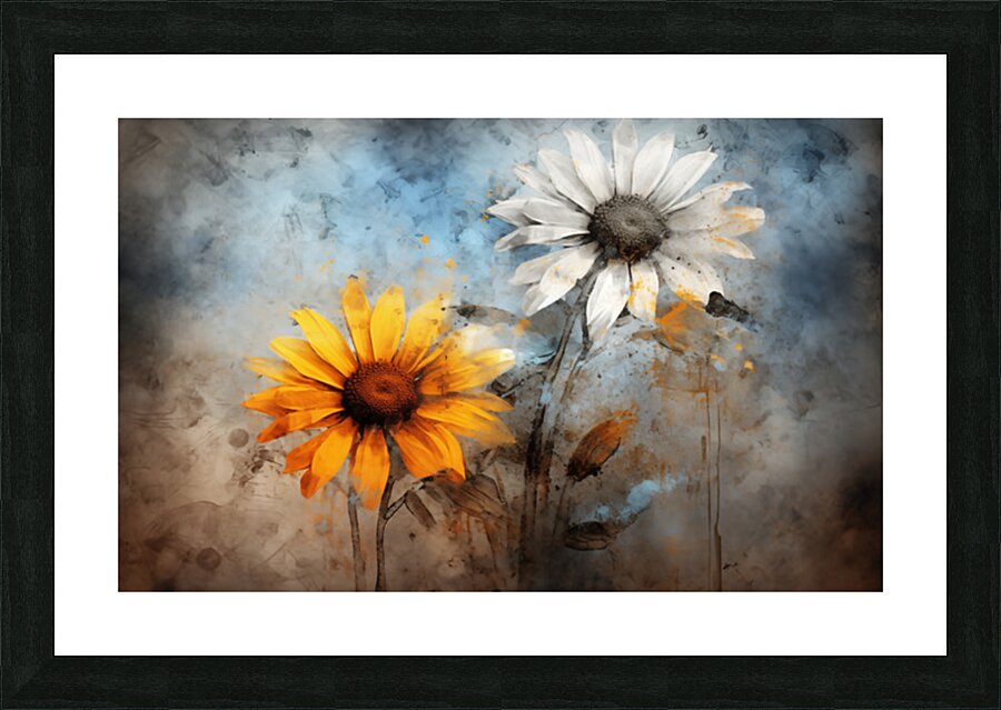 Fire And Ice - Sunflower Contrast Art Prints Impression et Cadre photo