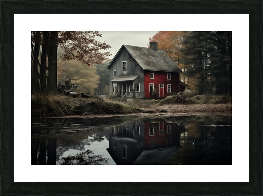 Farmhouse – Rustic Country Landscape Art Print Picture Frame print