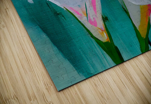 Twin Irises – Minimalist White Iris Flower Art Print Savage Art Prints puzzle