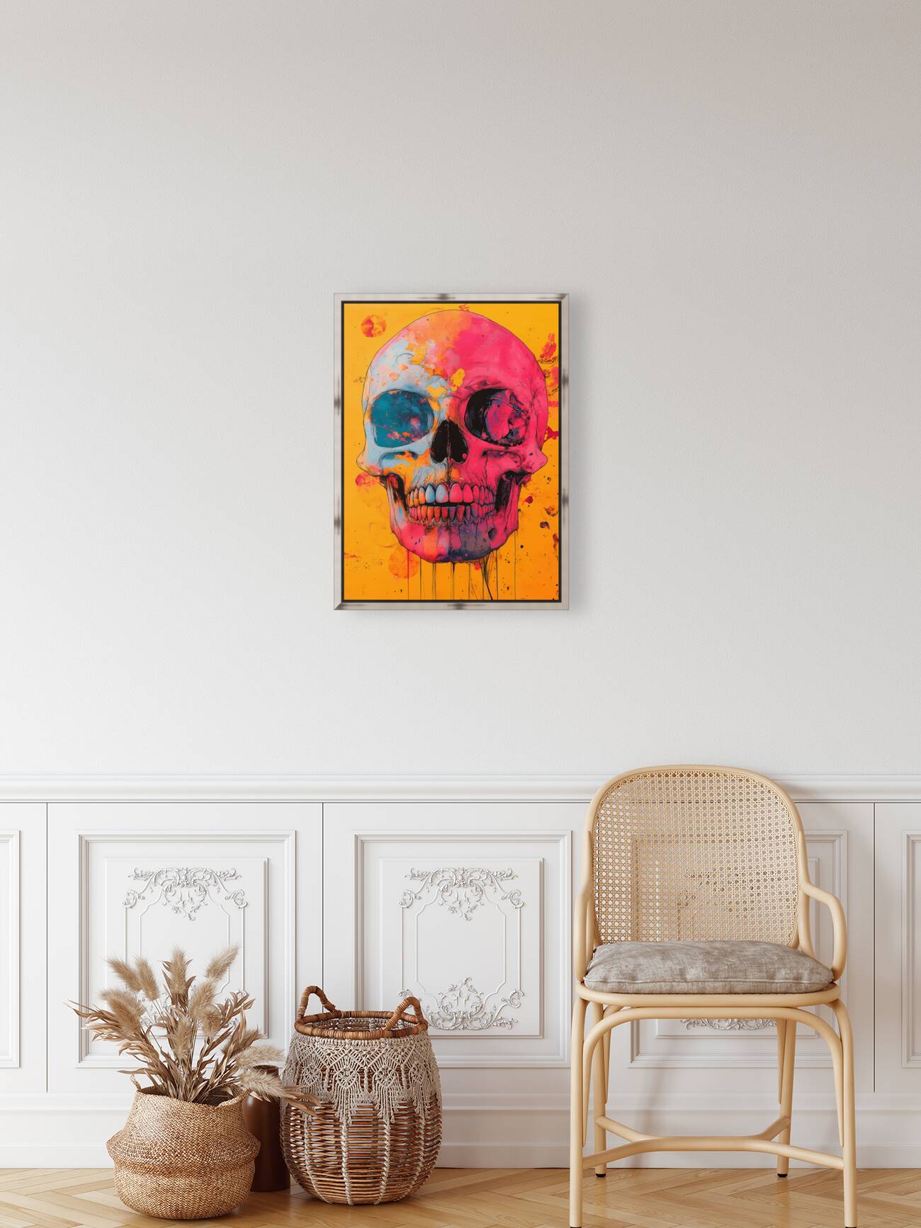 Uninhibited - Neon Skull Portrait Art Prints Reproduction
