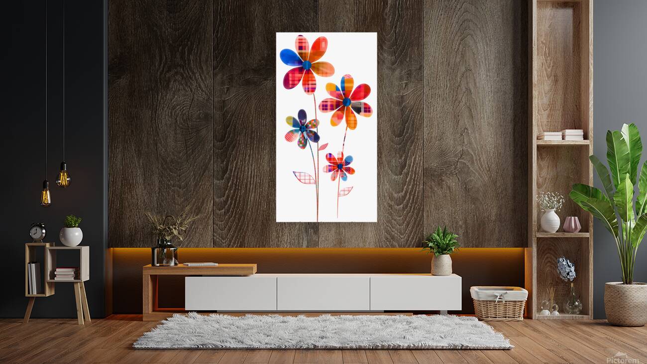 Plaid Botanica 5 - Retro Floral Art Prints Reproduction