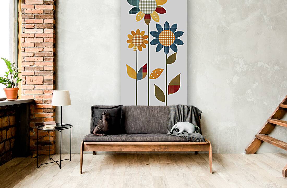 Plaid Botanica 4 - Contemporary Floral Art Prints Reproduction